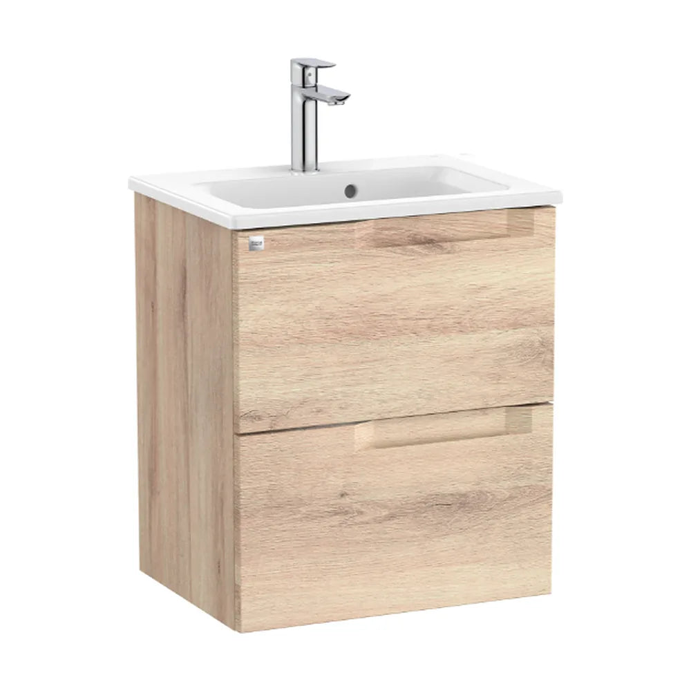 Mueble de baño de 50 cm de ancho con lavabo centrado en color beige madera Aleyda Roca - Vista 1