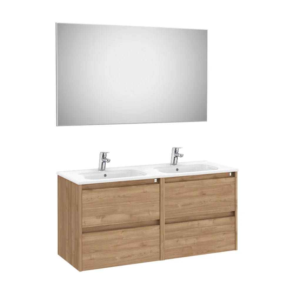 Conjunto de Lavabo Doble con Cuatro Cajones Nogal Tenet 120 cm Roca - Vista 1