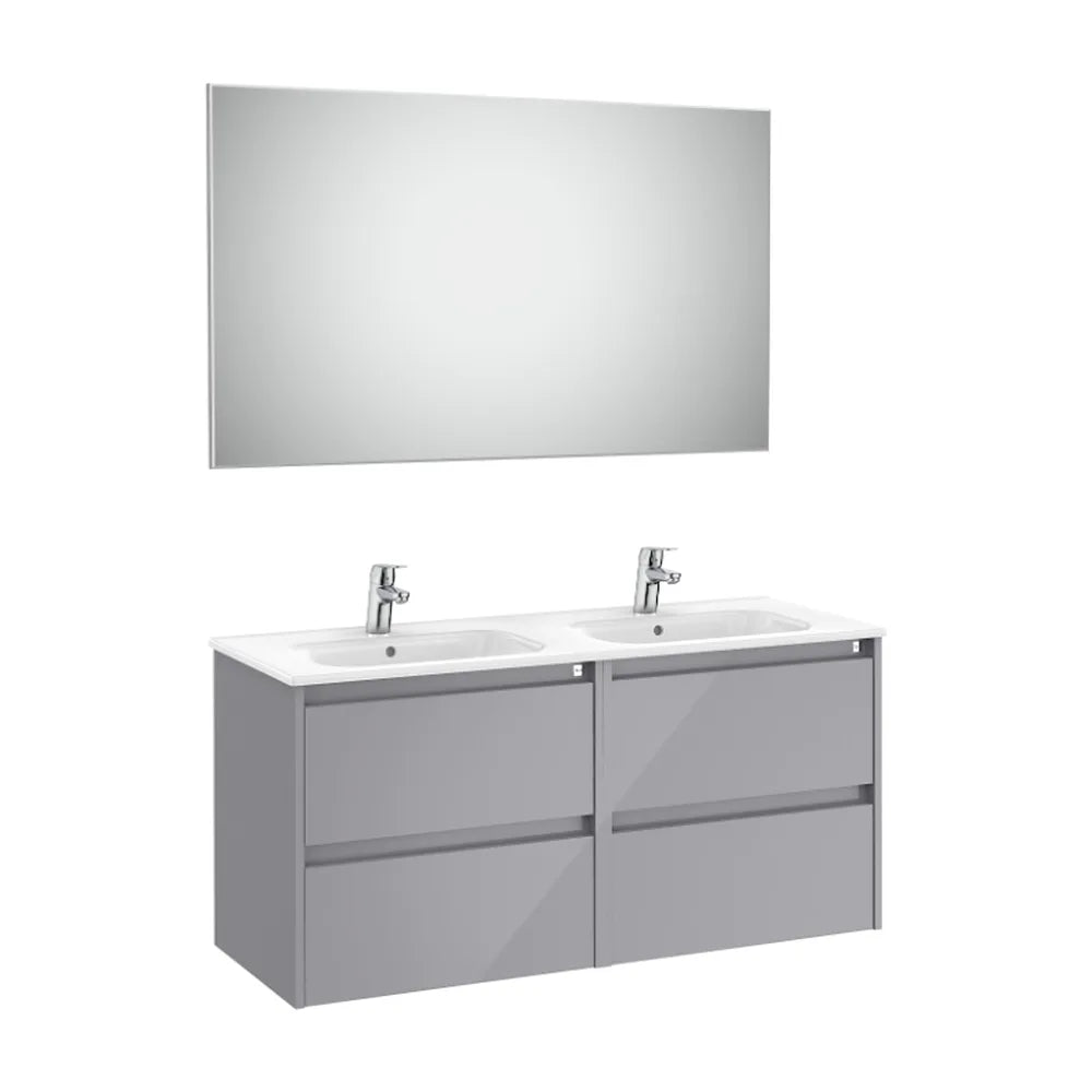 Conjunto de Lavabo Doble Gris Brillante Tenet 120 cm Roca - Vista 1