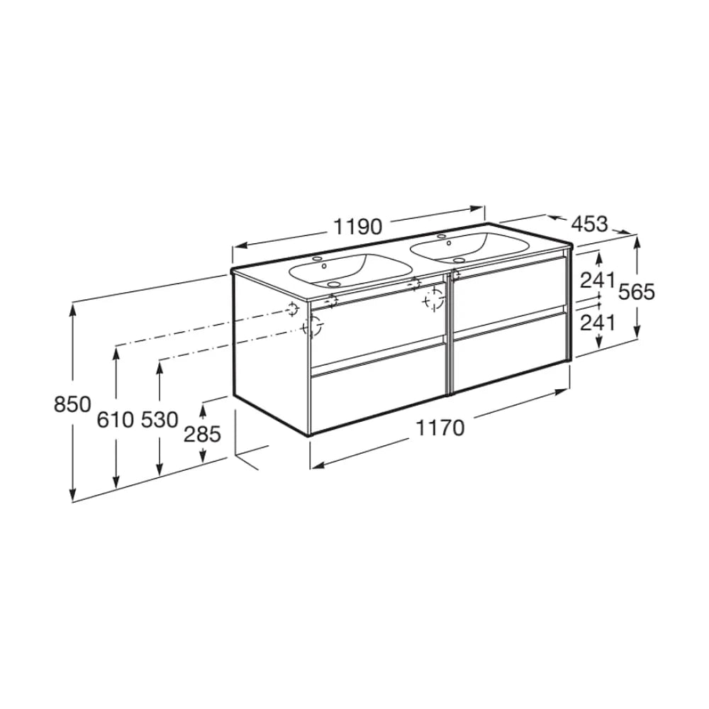 Mueble de Baño con Lavabo Doble Nórdico de 120 cm Colección Tenet Fresno Roca - Vista 4