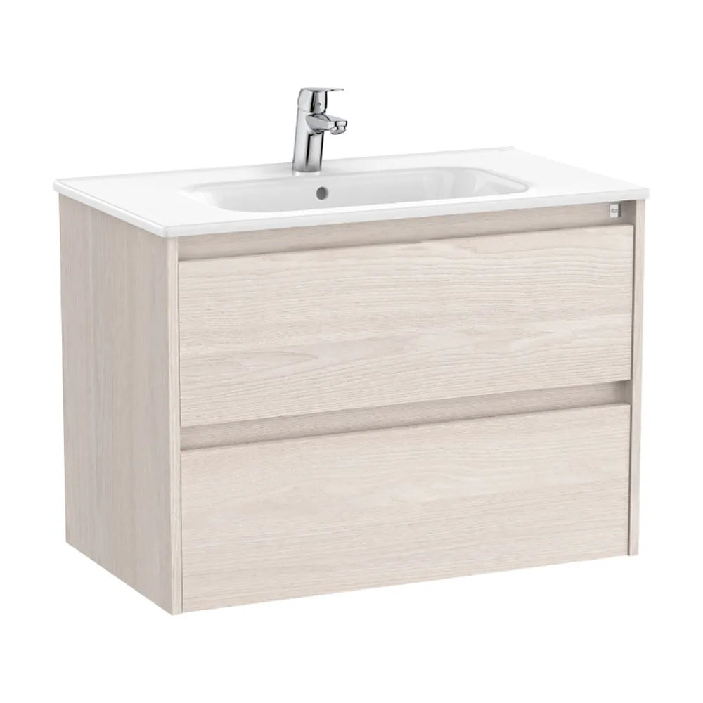 Mueble de baño con lavabo y dos cajones de 80 cm de ancho en color fresno nórdico Tenet Roca - Vista 1
