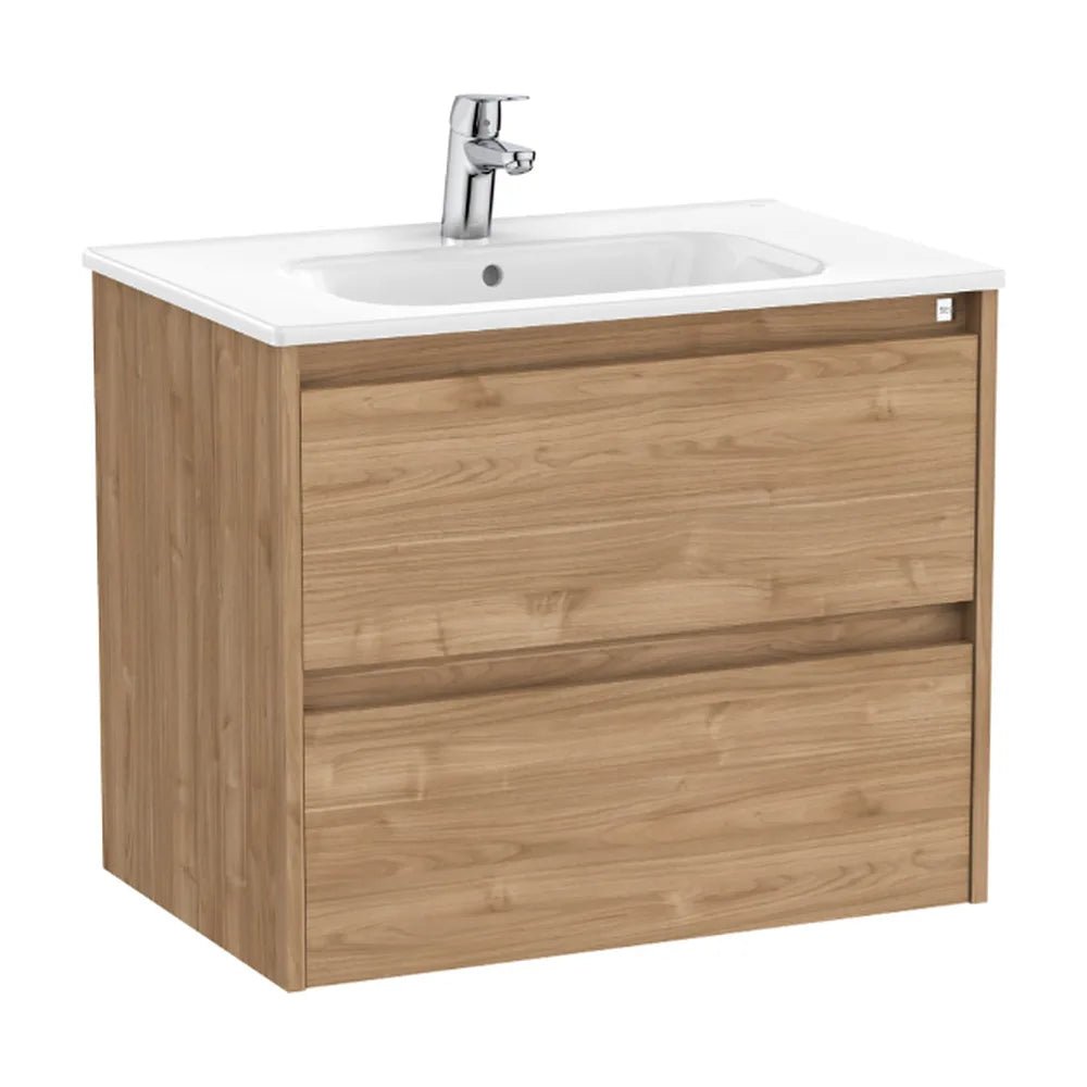 Mueble de baño con lavabo y dos cajones de 70 cm de ancho en color nogal Tenet Roca - Vista 1
