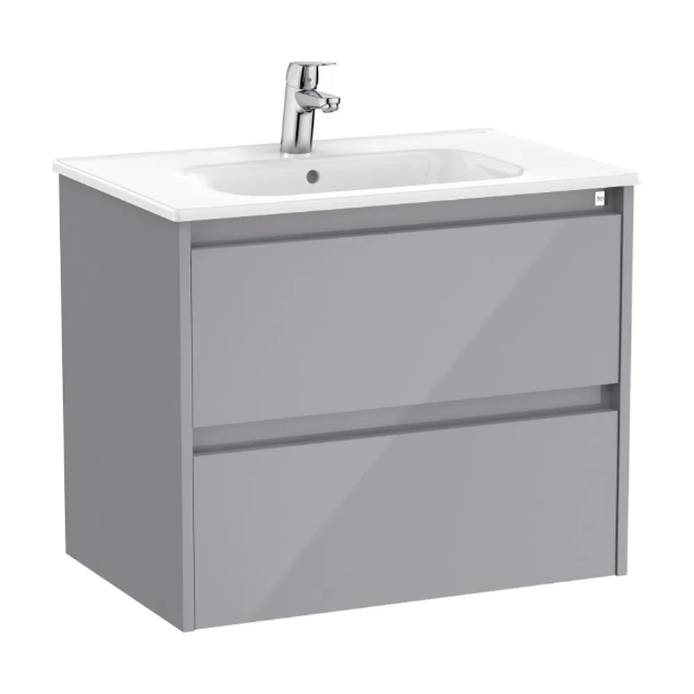 Mueble de baño con lavabo y dos cajones de 70 cm de ancho en color gris brillante Tenet Roca - Vista 1