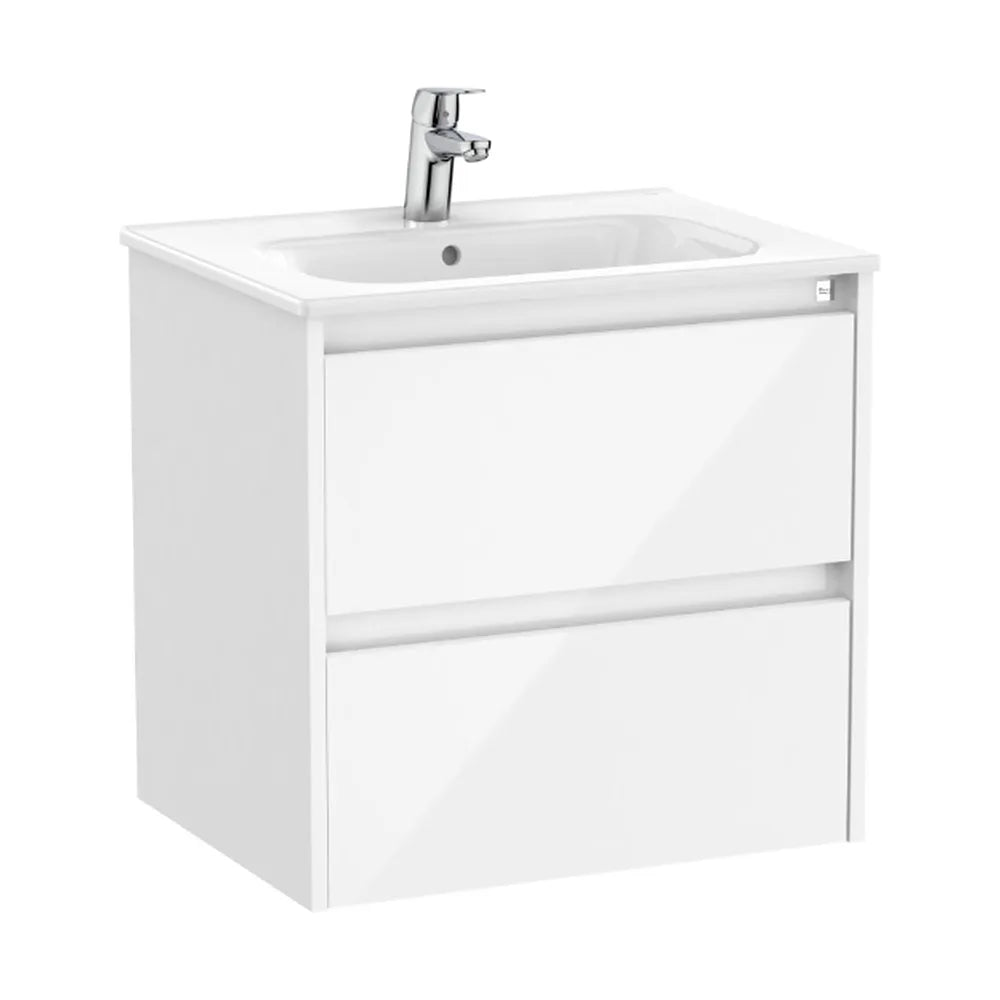 Mueble de baño con lavabo y dos cajones de 60 cm de ancho en color blanco brillante Tenet Roca - Vista 1
