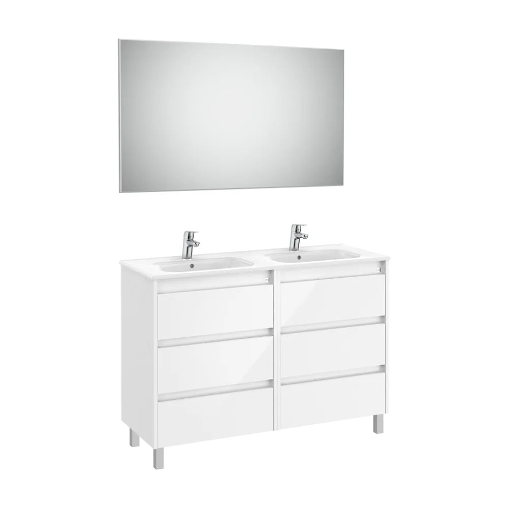 Conjunto de Lavabo Doble Brillante Tenet 120 cm Blanco Roca - Vista 1