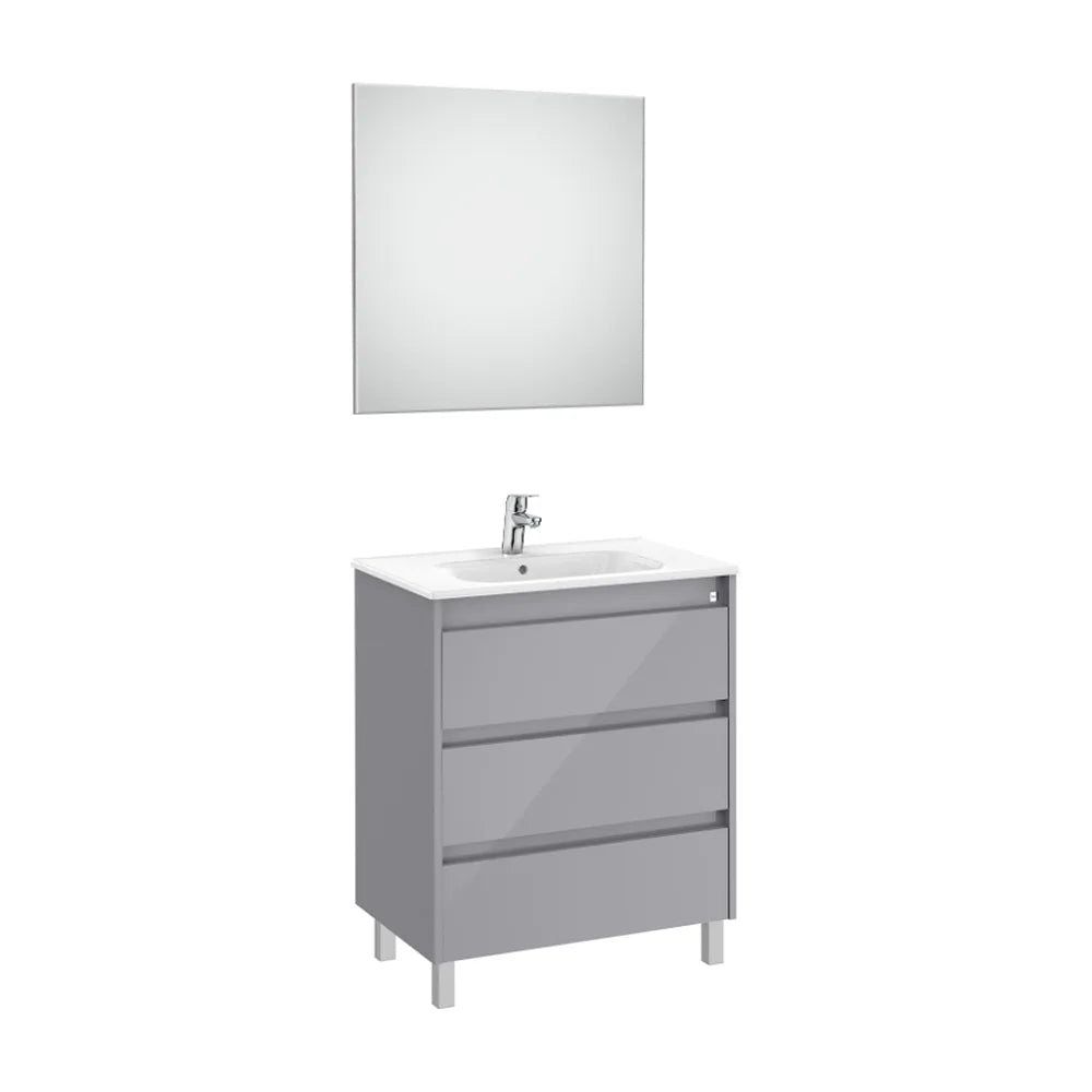 Conjunto de Lavabo de Tres Cajones Gris Brillante Tenet 70 cm Roca - Vista 1