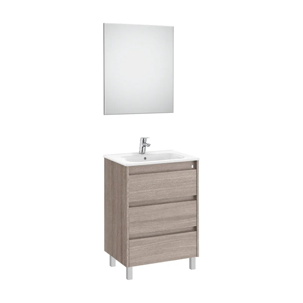Conjunto de Lavabo de Tres Cajones City Tenet 60 cm Roble Roca - Vista 1