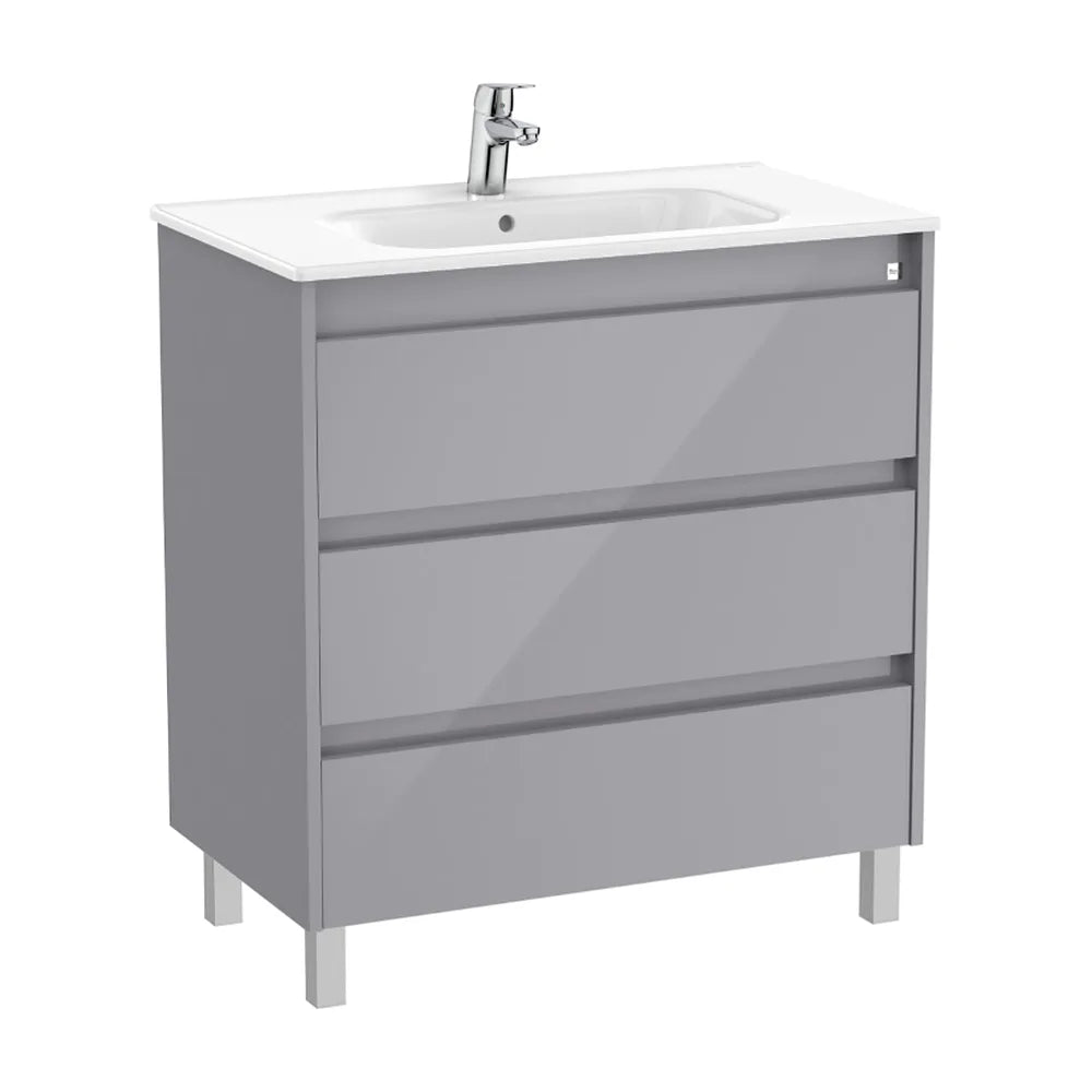 Mueble de Baño con Lavabo de 3 Cajones Gris Brillante de 80 cm Colección Tenet Roca - Vista 1