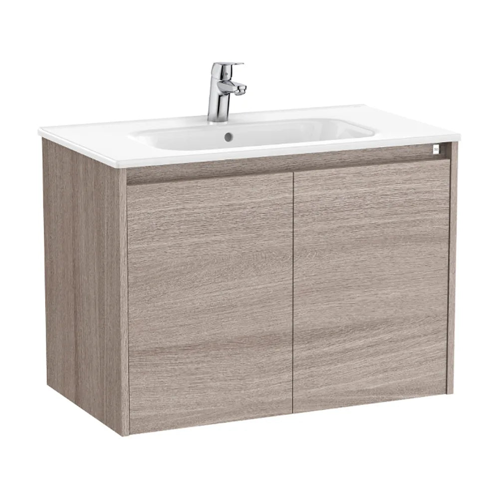 Mueble de baño con lavabo y 2 puertas de 80 cm de ancho en color nogal Tenet Roca - Vista 1