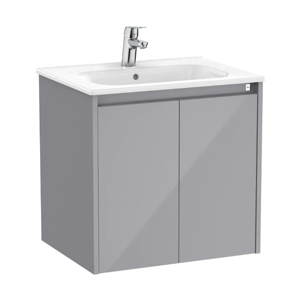 Mueble de baño con lavabo y 2 puertas de 60 cm de ancho en color gris brillante Tenet Roca - Vista 1
