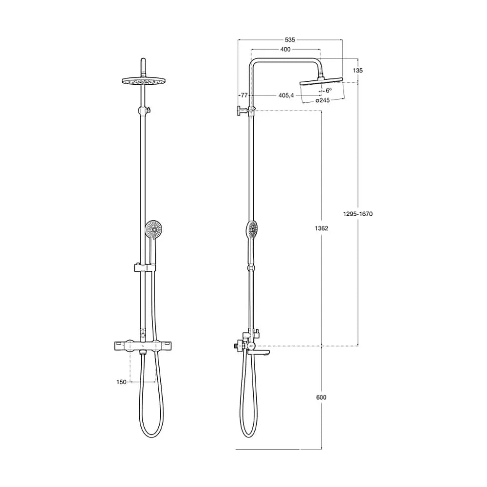 Columna termostática para baño y ducha con un acabado en color cromo Victoria Plus Roca - Vista 2