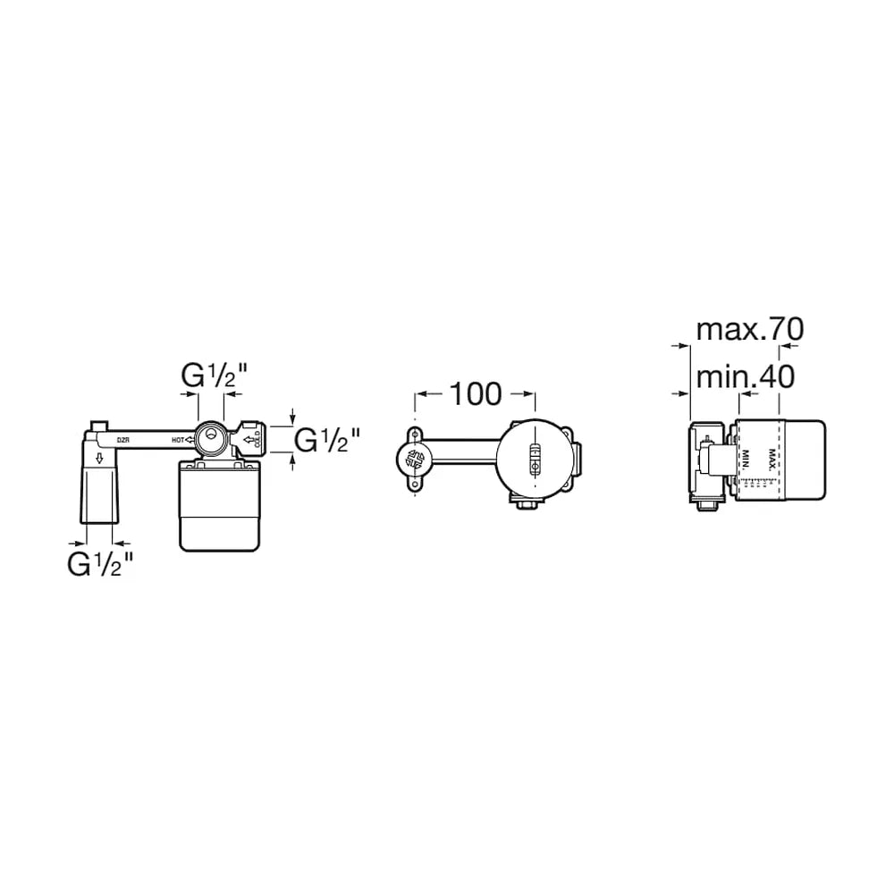 Cuerpo empotrable universal para instalar mezcladores monomando para lavabo Roca - Vista 2
