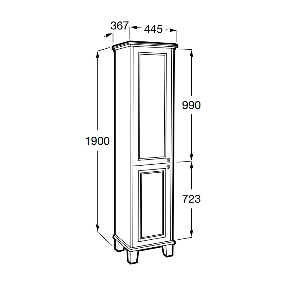 Mueble auxiliar módulo de una columna reversible con patas y cristalera gris oscuro mate Carmen de Roca - Vista 3