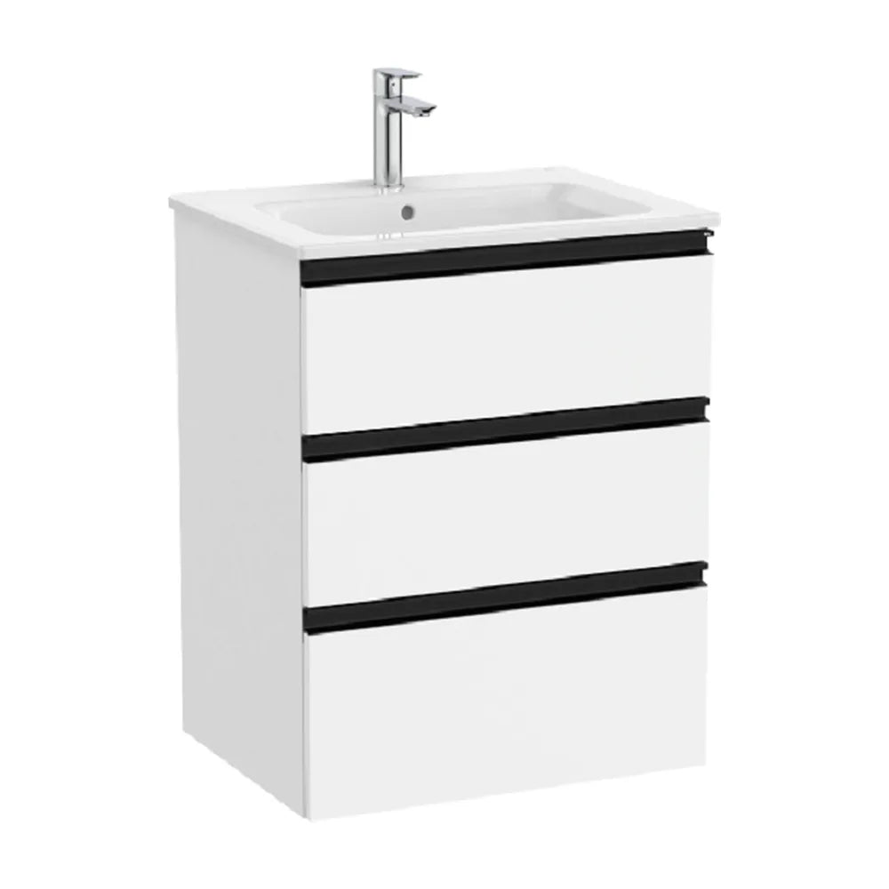 Mueble de baño de 60,5 cm de ancho con lavabo central y acabado en blanco mate Unik The Gap Roca - Vista 1