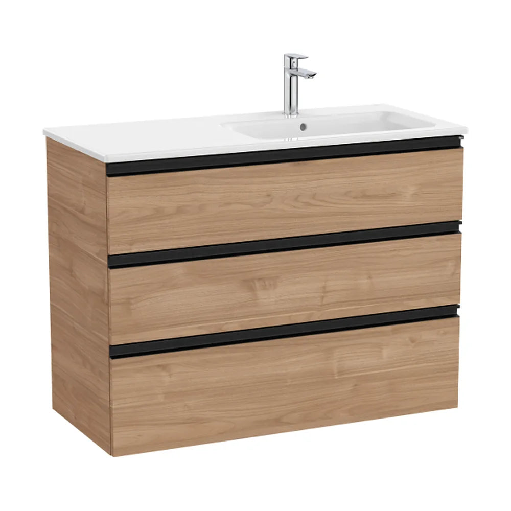 Mueble de baño de 100,5 cm con lavabo a la derecha con acabado en nogal Unik The Gap Roca - Vista 1