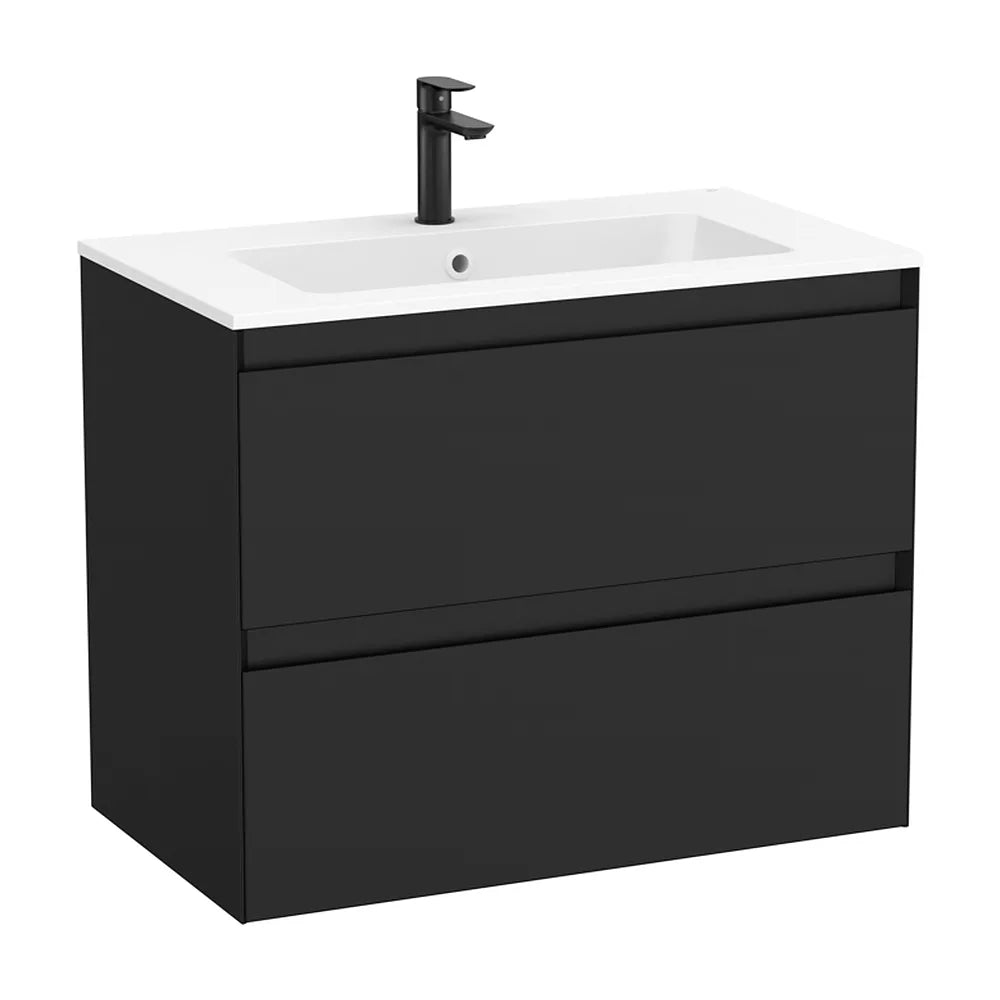 Mueble de Lavabo en Negro Mate con Lavabo Stonex Tenue Colección Targa Blanco Mate Roca - Vista 1