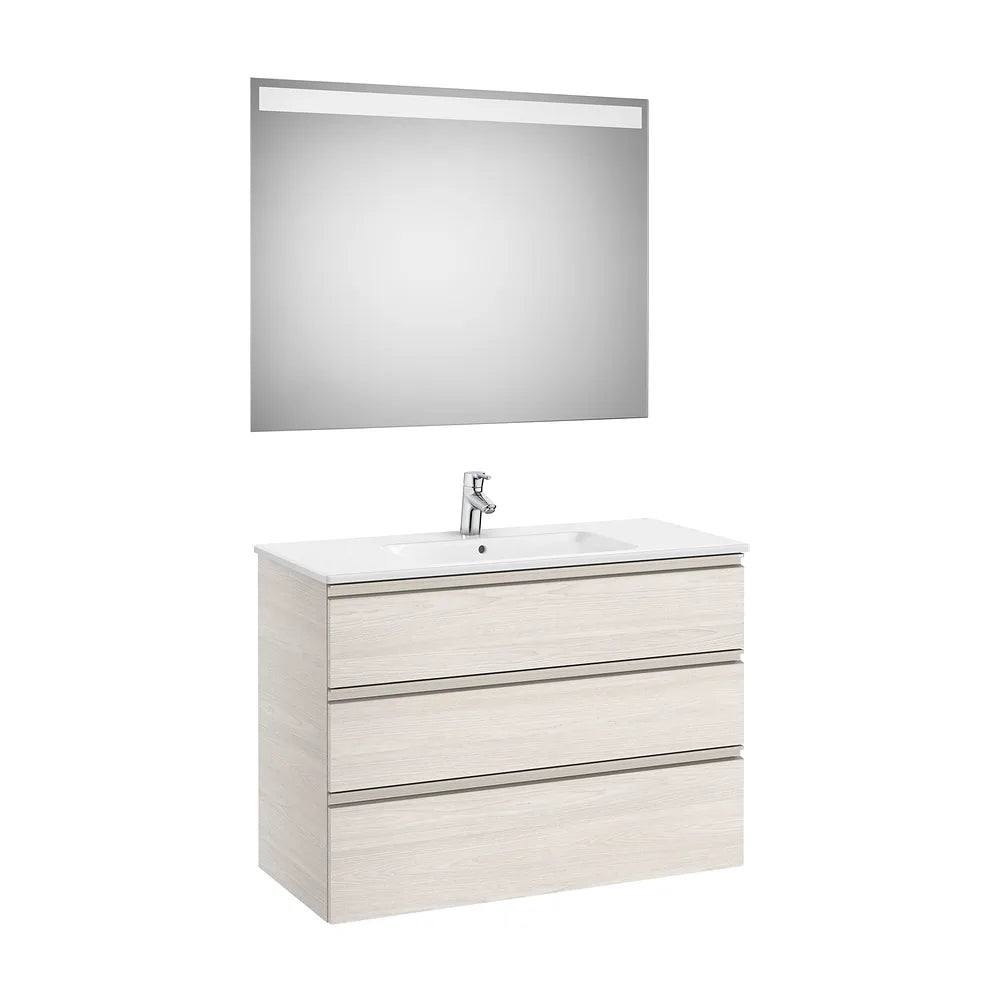 Conjunto de Mueble de Baño con Lavabo Centrado y Espejo Led de 100 cm Colección The Gap Roca - Vista 1