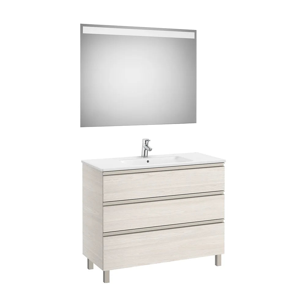 Conjunto de Mueble de Baño con Lavabo Centrado y Espejo Led de 100 cm Colección The Gap Roca - Vista 2