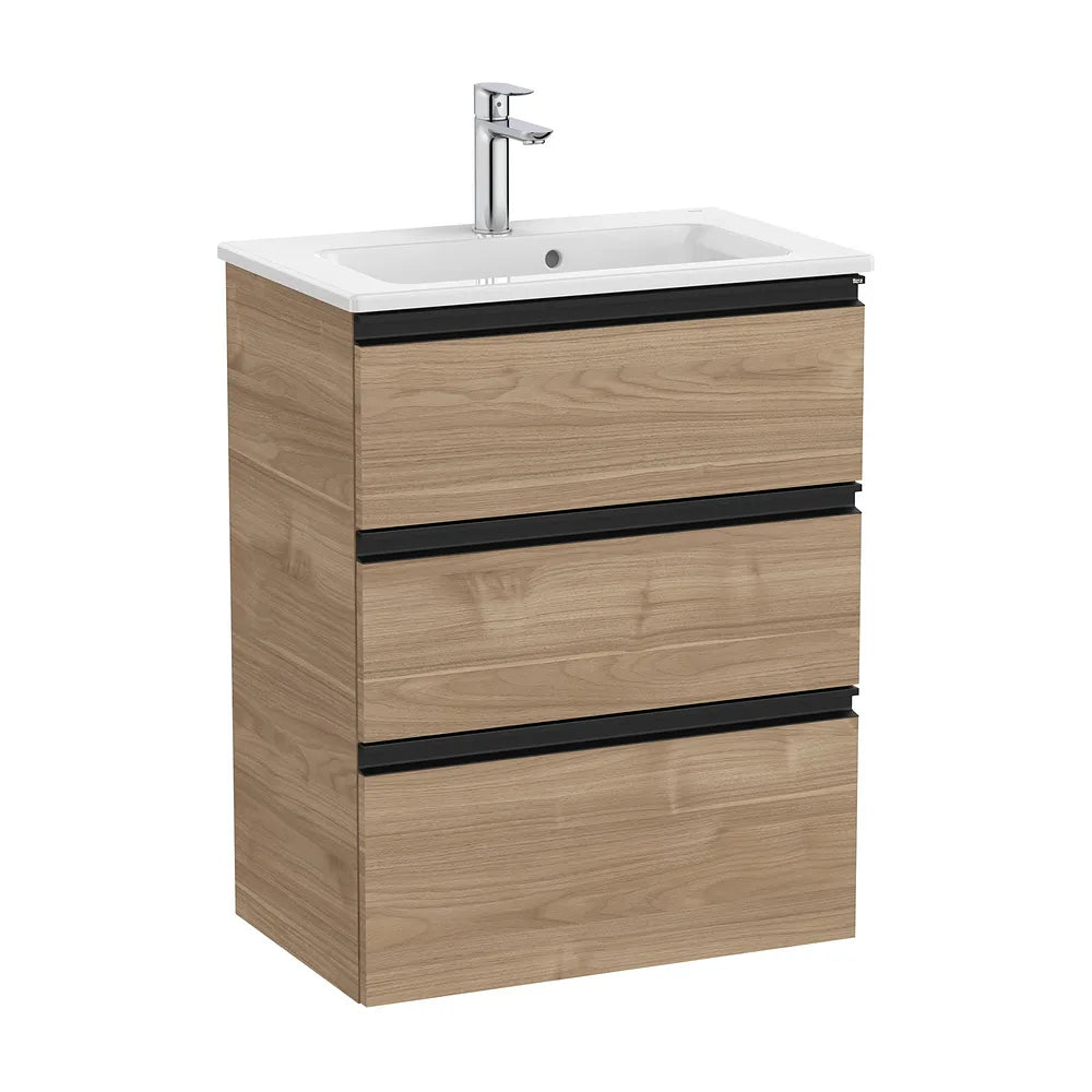 Mueble de baño compacto con lavabo y 3 cajones de 60 cm de ancho en color nogal Unik The Gap Roca - Vista 1