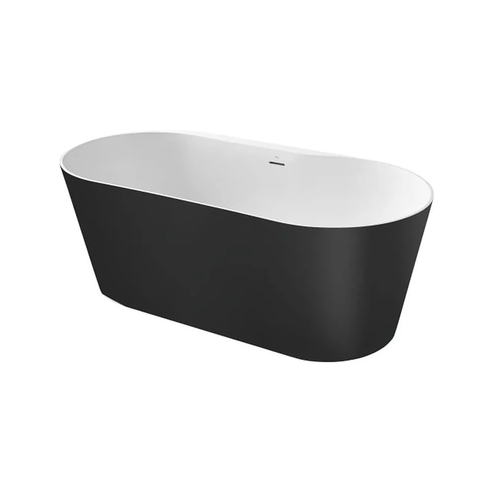 Bañera Exenta Ovalada Roca Raina 137x54 cm en Stonex Negro con Desagüe Click-Clack y Sifón - Vista 1