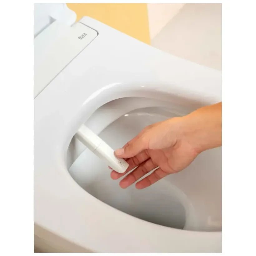 Roca Ona wall-hung smart toilet in white porcelain for concealed tank with wash and dry function