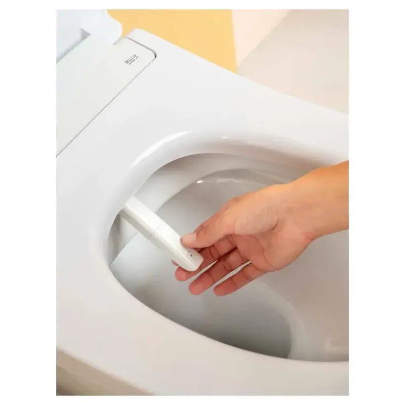 Roca Ona In Wash Toilette compacte smart fabriquée en porcelaine de couleur blanche avec des fonctions de lavage et de séchage