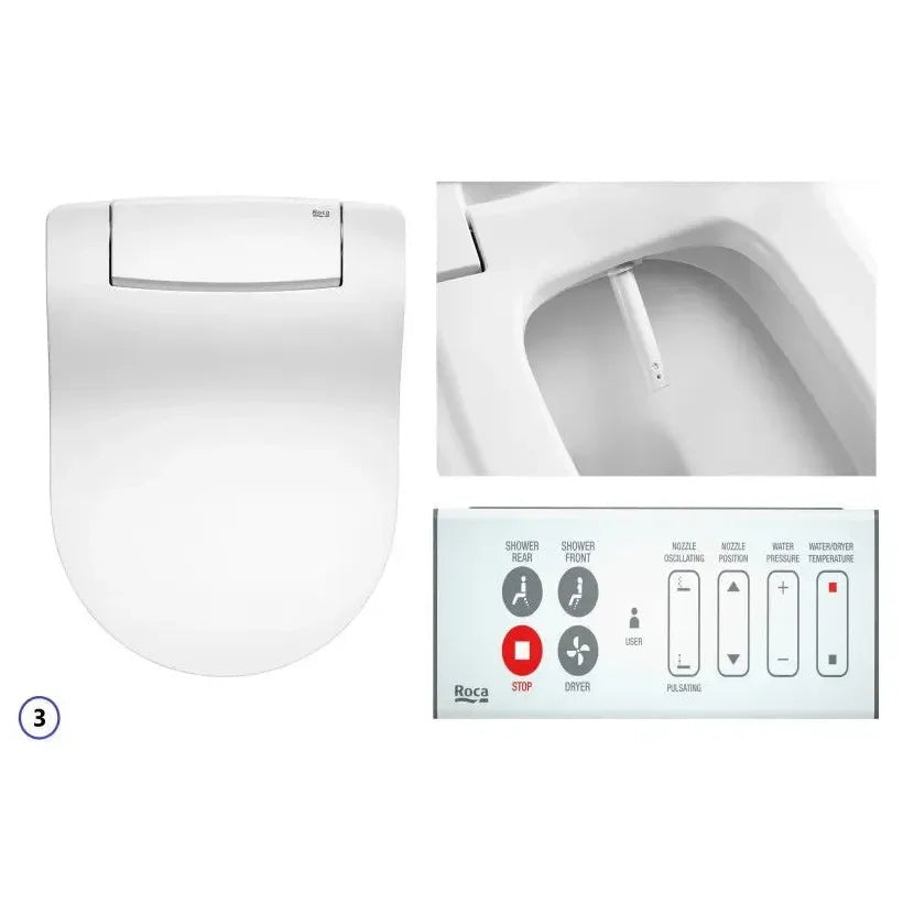 Roca The Gap Round Pack de WC suspendido Rimless y cisterna compacta empotrable de doble descarga Basic WC One Compact