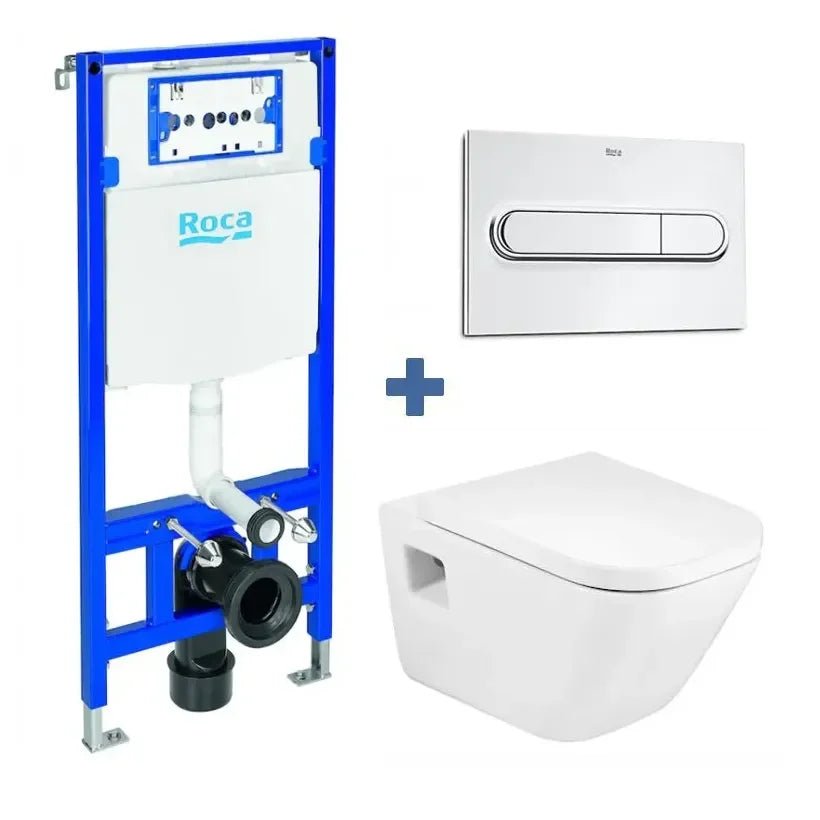 ROCA DUPLO The Gap Pacote de vaso sanitário suspenso com caixa acoplada embutida e placa de acionamento
