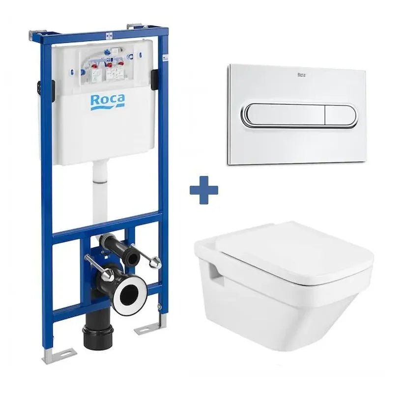 Roca Duplo Dama Pack de vaso sanitário suspenso de forma quadrada recomendado para espaços públicos