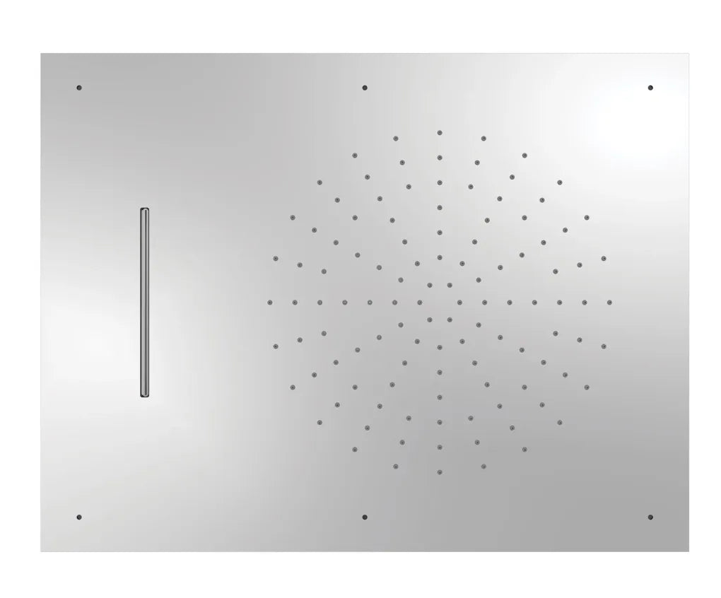 Rociador de ducha empotrable para techo rectangular de acero inoxidable con acabado cromado TRES 0