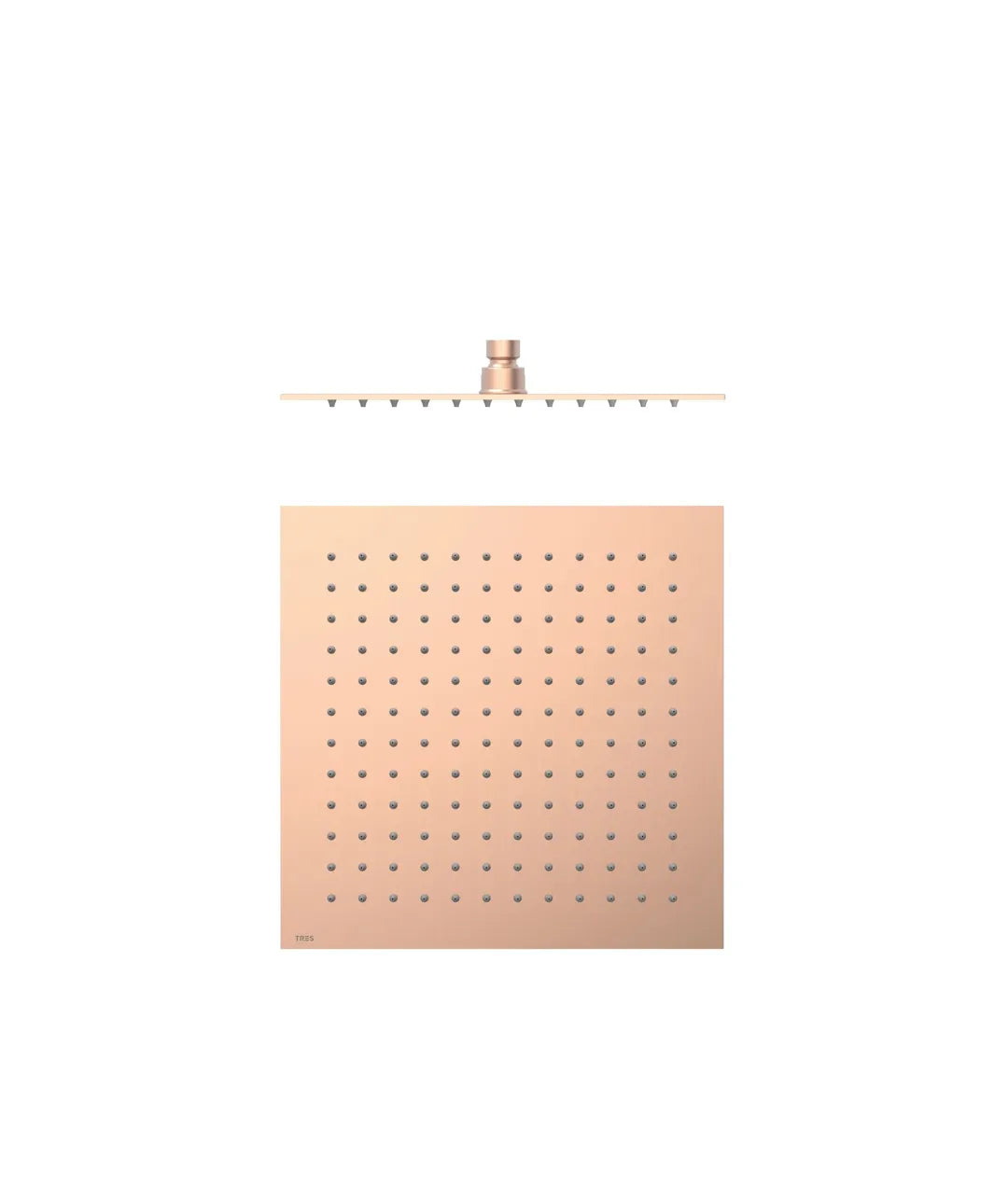 Rociador de ducha ultrafino con articulación ajustable en terminación oro rosa mate 24K Tres 0