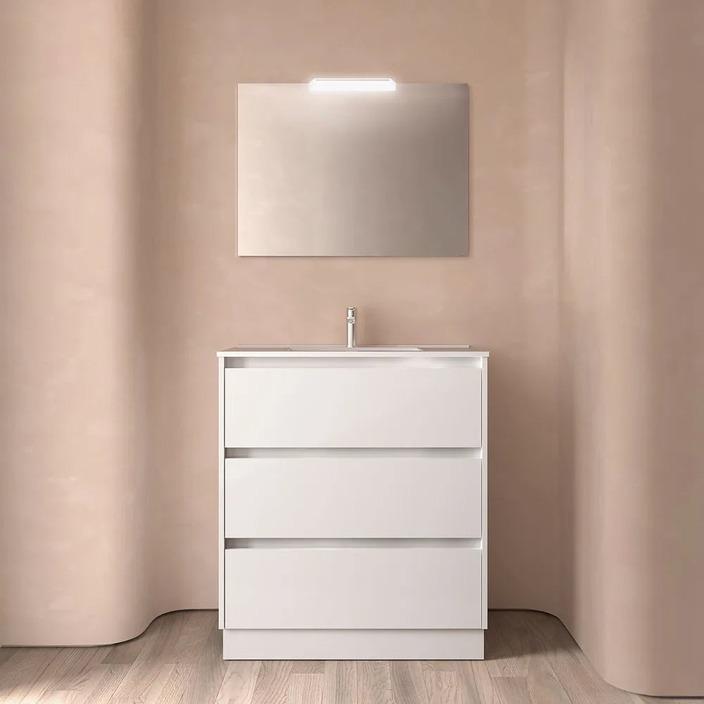 Mueble de Baño con Lavabo y 3 Cajones Salgar Noja 80 cm Blanco Brillo - Vista 1