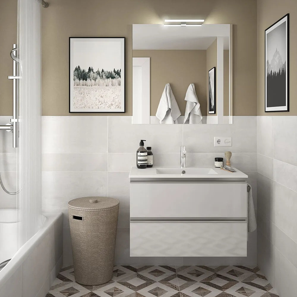 Mueble de Baño con Lavabo y 2 Cajones Salgar Spirit 80 cm Blanco Brillo - Vista 2