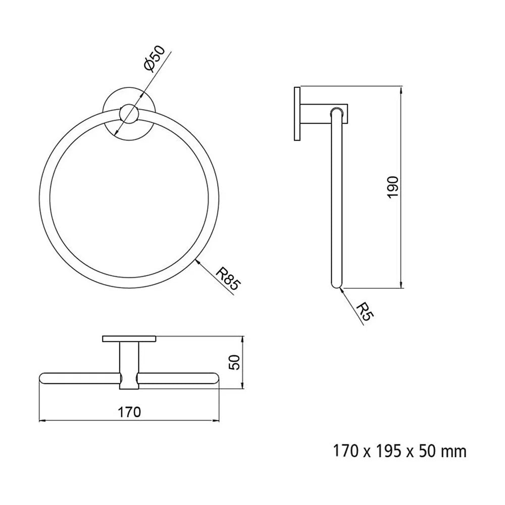 Toallero de Barra de Pared Salgar 50 cm Cromo - Vista 2
