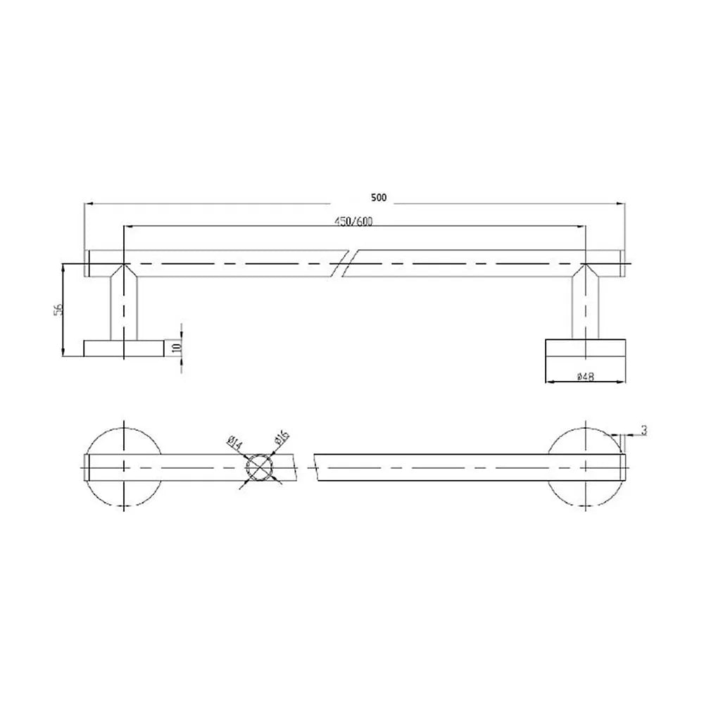 Toallero de Barra de Pared Salgar 50 cm Cromo - Vista 2