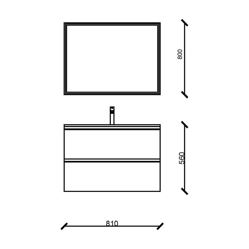 Mueble de Baño con Lavabo y 2 Cajones Salgar Spirit 81 cm - Vista 2
