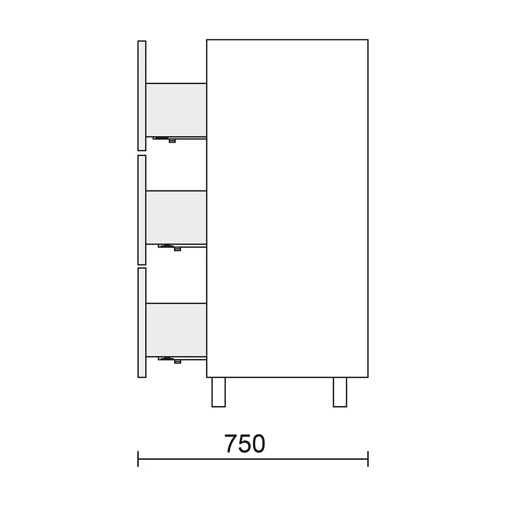 Mueble de Baño con Patas con Lavabo y 3 Cajones Salgar Spirit 100 cm Blanco Brillo - Vista 11