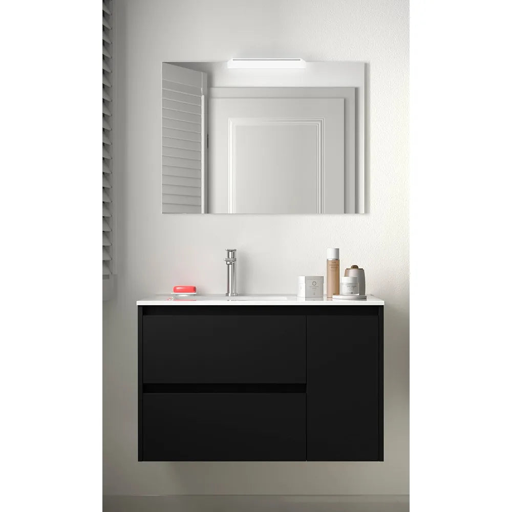 Mueble de Baño 2 Cajones Salgar Noja 90 cm Negro Satinado - Vista 2