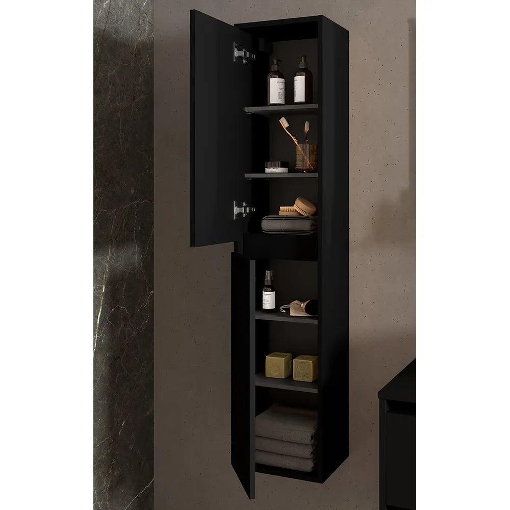 Mueble de Baño 2 Cajones Salgar Noja 90 cm Negro Satinado - Vista 3