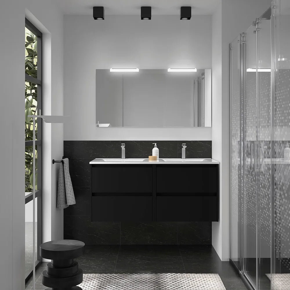Mueble de Baño con Lavabo y 4 Cajones Salgar Noja 120 cm Negro Satinado - Vista 1