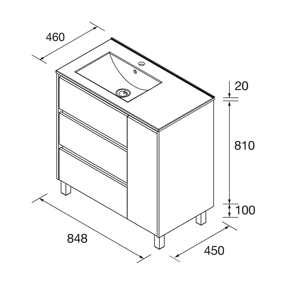 Mueble de Baño 3 Cajones Salgar Noja Negro Satinado - Vista 3