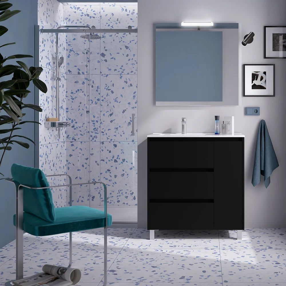 Mueble de Baño 3 Cajones Salgar Noja Negro Satinado - Vista 1