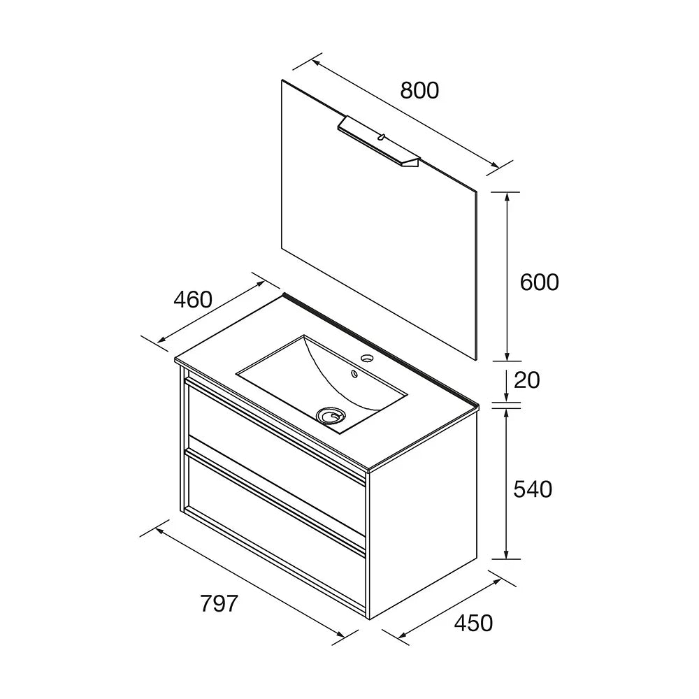 Mueble de Baño con Lavabo y 2 Cajones Salgar Attila - Vista 7