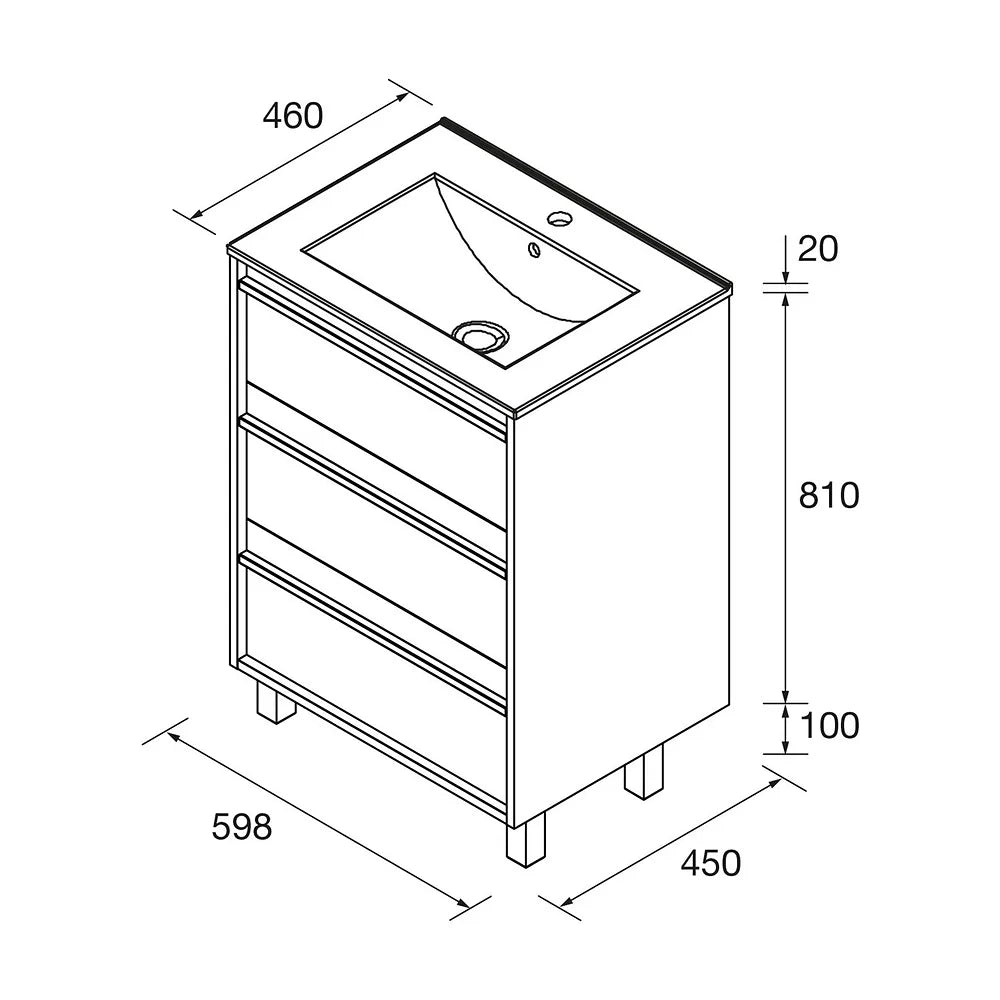 Mueble de Baño con Lavabo y 3 Cajones Salgar Attila 60 cm - Vista 5