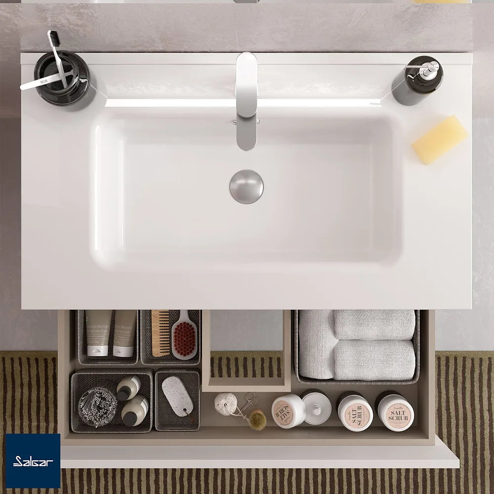 Mueble de Baño Suspendido con Lavabo Salgar Bequia Blanco Mate - Vista 2