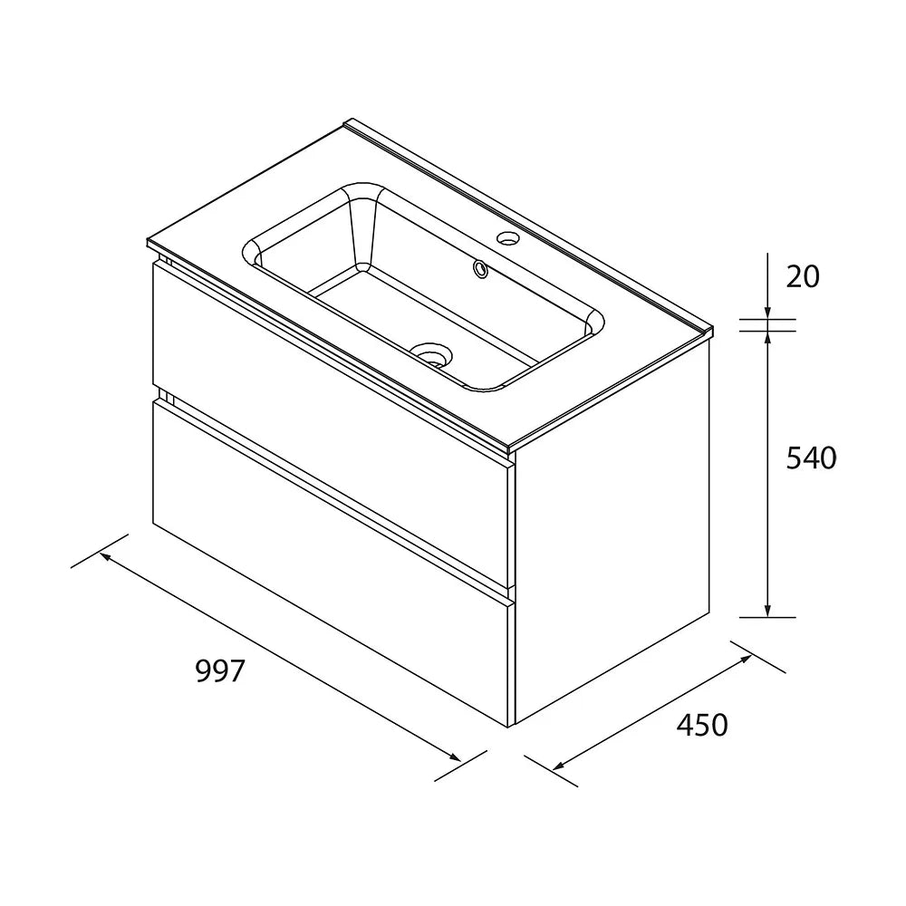 Mueble de Baño Suspendido con Lavabo Salgar Bequia 101 cm Negro Mate - Vista 7