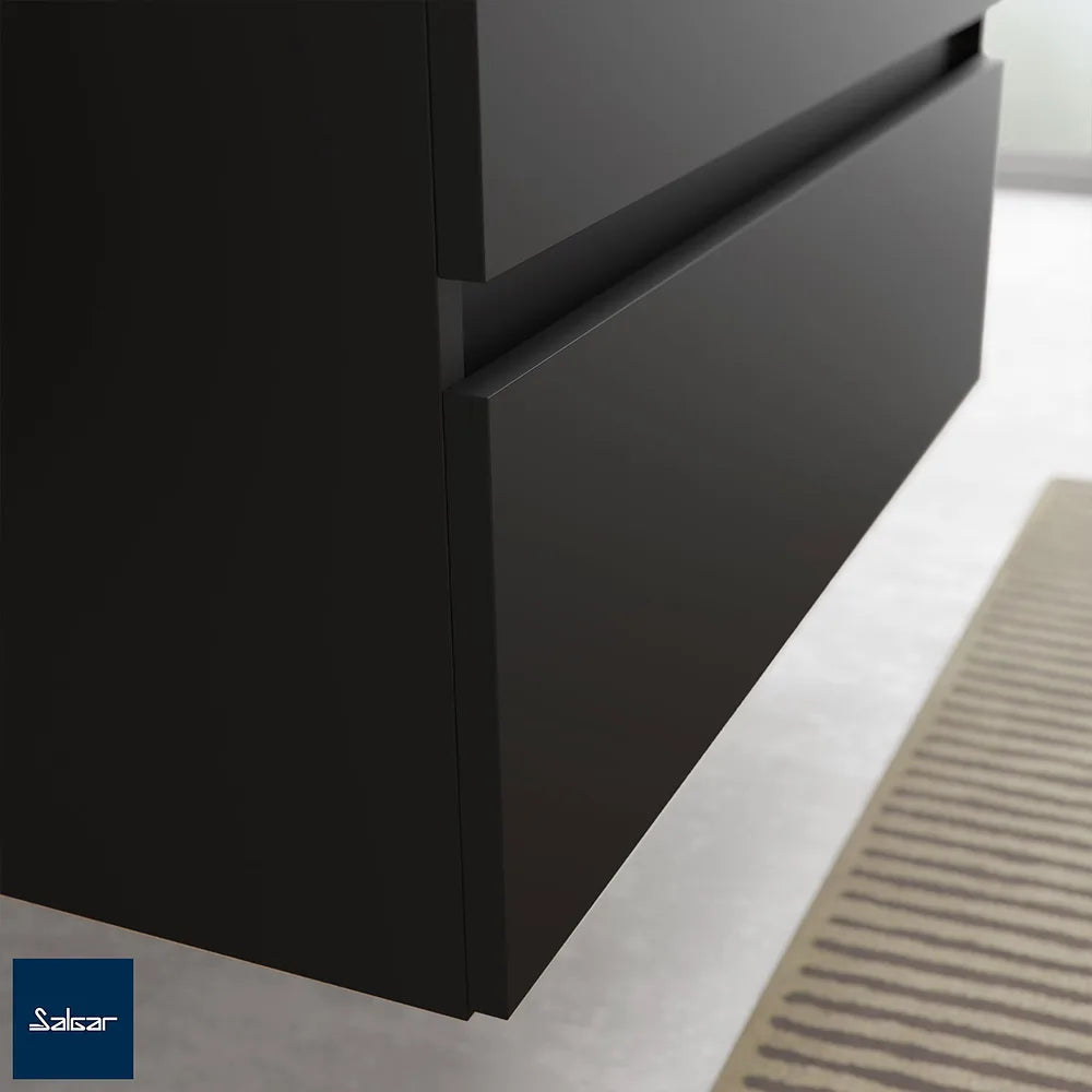 Mueble de Baño Suspendido con Doble Lavabo y 4 Cajones Salgar Bequia Negro Mate - Vista 2