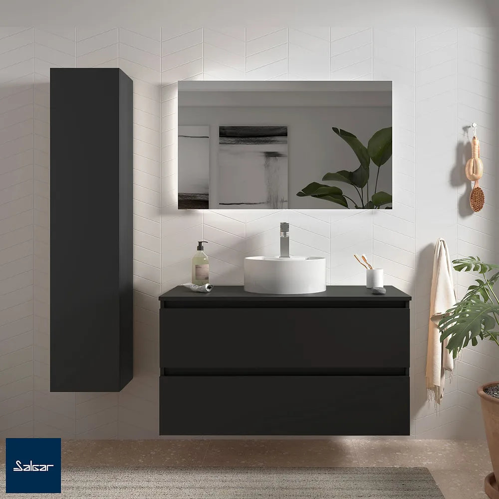 Mueble de Baño Suspendido con Encimera Salgar Bequia Negro Mate - Vista 1