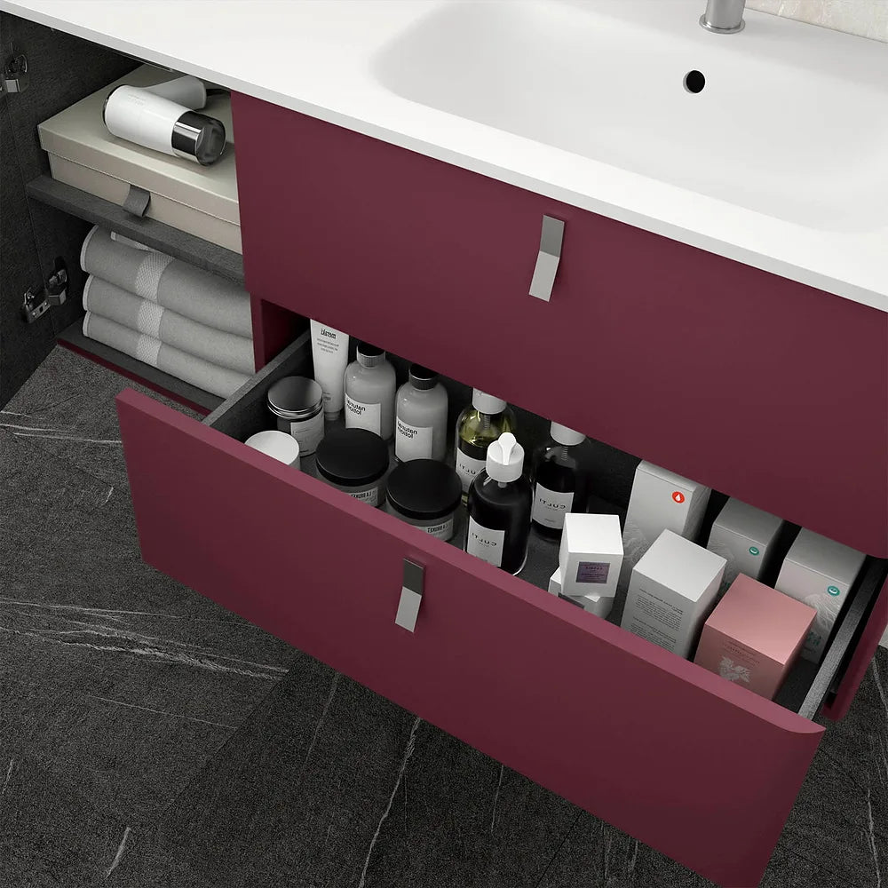 Mueble de Baño con Patas con Lavabo Salgar Uniiq 120 cm Granate - Vista 2