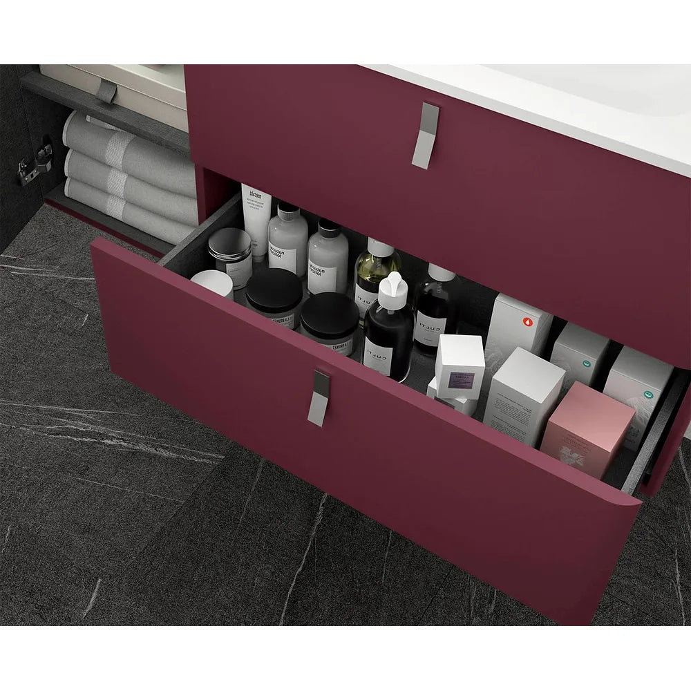 Mueble de Baño con Patas Lavabo sobre Encimera Salgar Uniiq 120 cm Granate - Vista 2